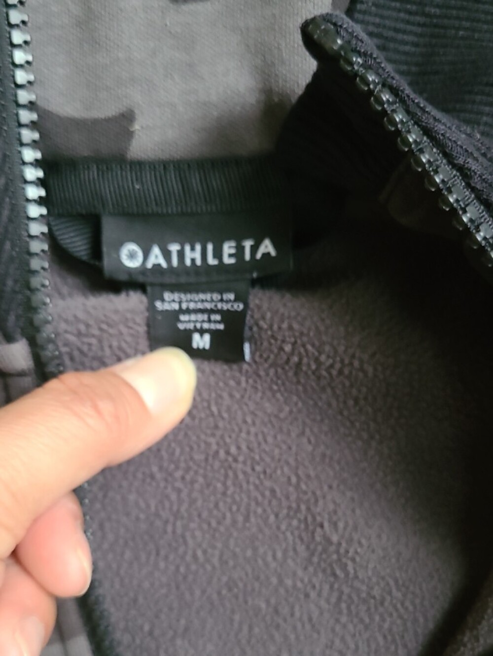 Athleta Women's Hooded Camo Zip Bomber Jacket - Black & Gray - Picture 2 of 6
